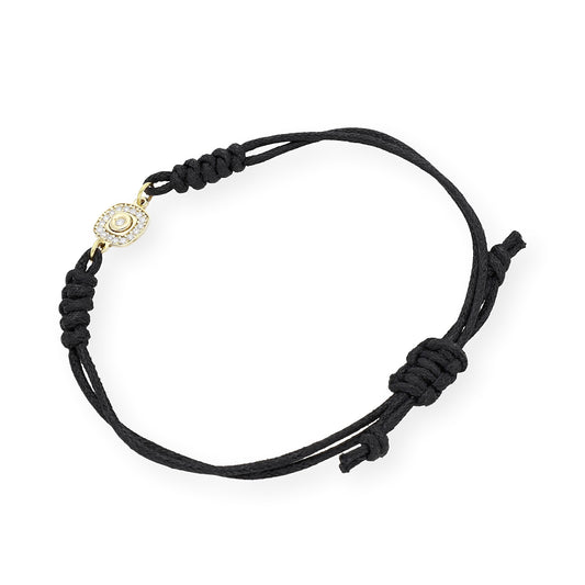 Pulsera Macramé de Oro de Ley con Diamantes y Diseño Cuadrado