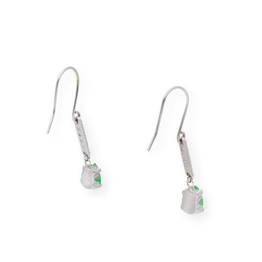 Pendientes Destello en Oro blanco 18k con Diamantes y Esmeraldas