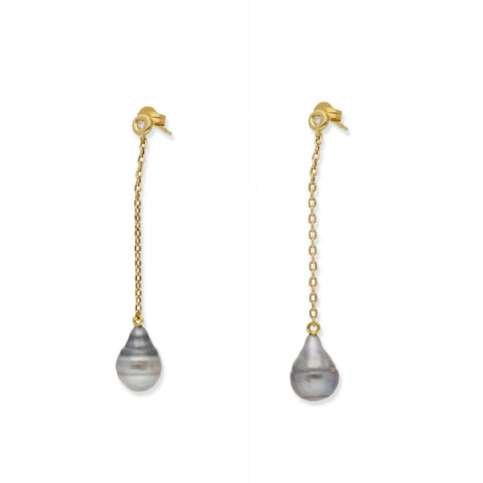 Pendientes Tulia en Oro 18k con Diamantes y Perlas Tahití