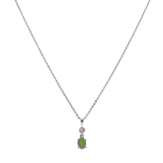 Collar con Colgante Rose con Diamante y Esmeralda en Oro Blanco 18k