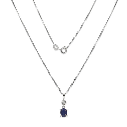 Collar con Colgante Rose con Diamante y Zafiro en Oro Blanco 18k