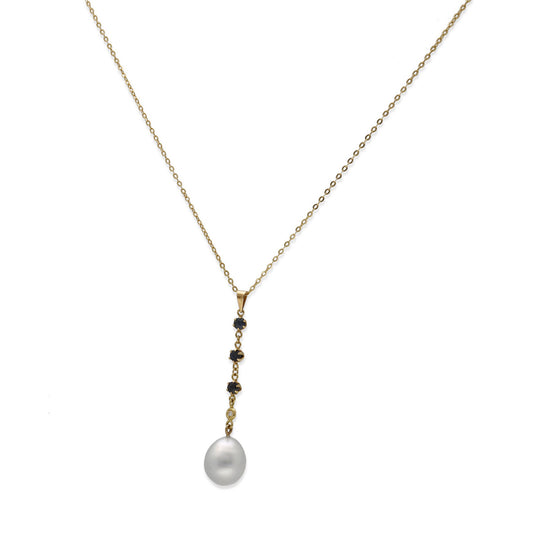 Collar con Colgante Morfeo en Oro 18k con Zafiros Diamantes y Perla Australiana