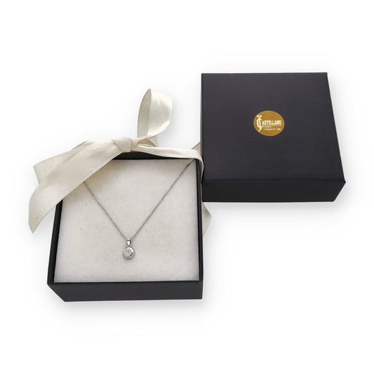 Collar con Colgante de Oro Blanco 18k y Diamante modelo Mara