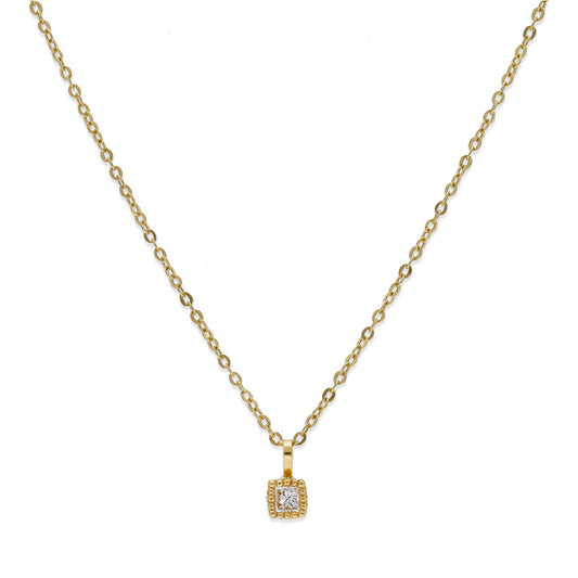 Collar con Colgante de Oro 18k y Diamante Central Modelo Firenze