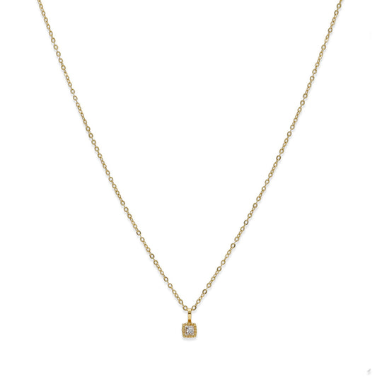 Collar con Colgante de Oro 18k y Diamante Central Modelo Firenze