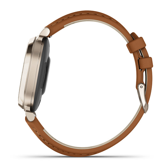 Reloj Garmin Lily 2 Classic Oro Crema con Correa de Cuero Marrón 010-02839-02