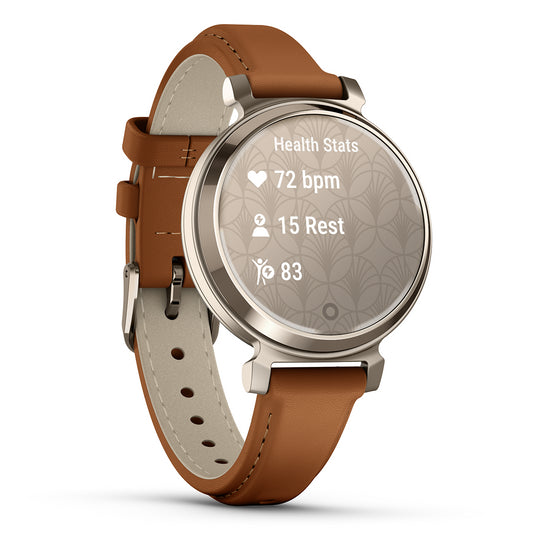 Reloj Garmin Lily 2 Classic Oro Crema con Correa de Cuero Marrón 010-02839-02
