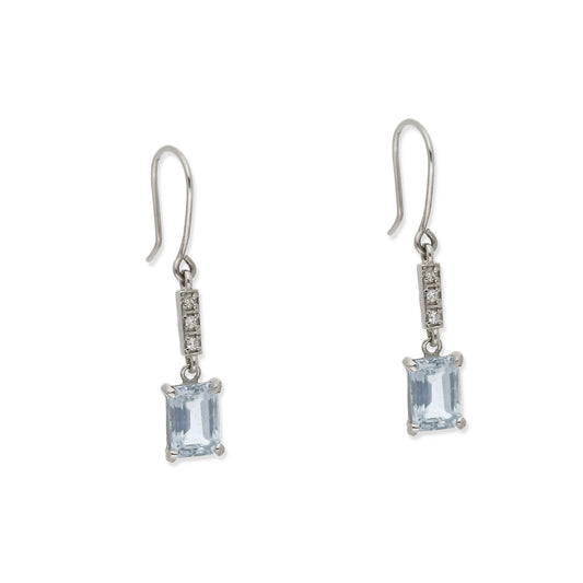 Pendientes Estela en Oro Blanco 18k con Diamantes y Topacios