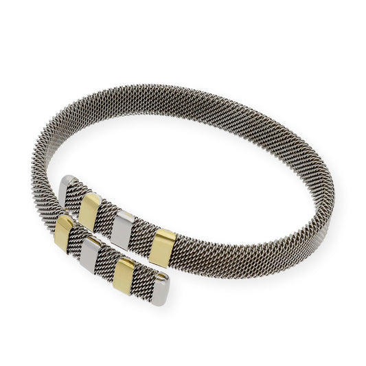 Brazalete Flexible en Acero y Oro 18k