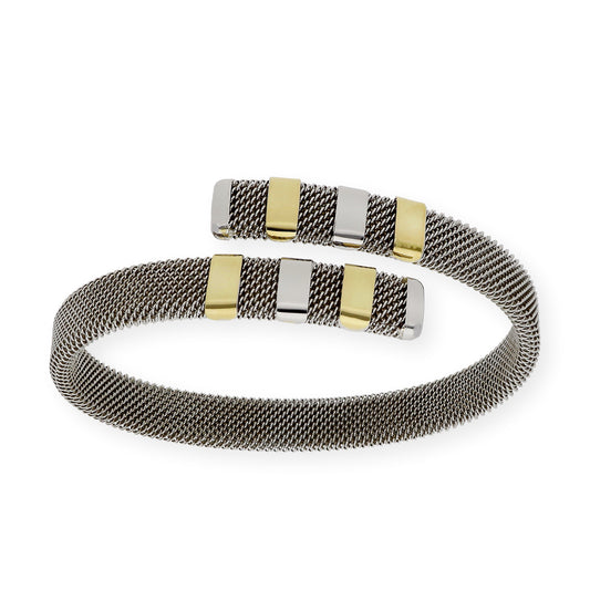 Brazalete Flexible en Acero y Oro 18k