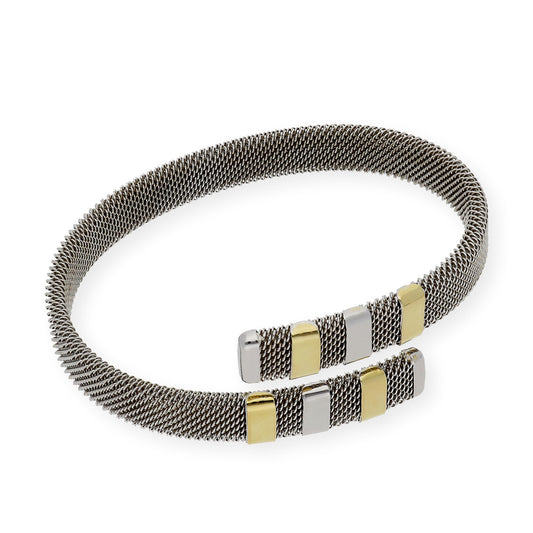 Brazalete Flexible en Acero y Oro 18k