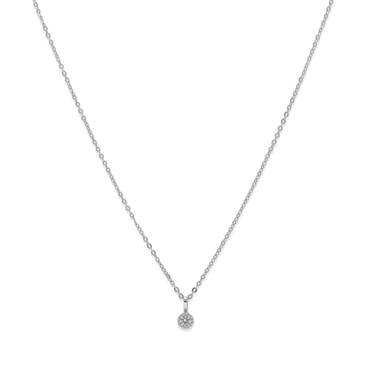 Collar con Colgante Milán en Oro Blanco 18K con Diamante Central