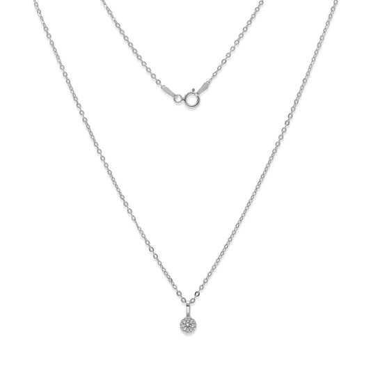 Collar con Colgante Milán en Oro Blanco 18K con Diamante Central