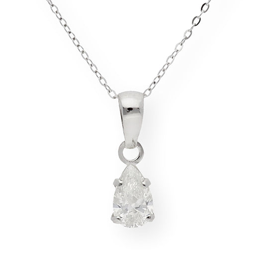 Collar con Colgante Marian con Diamante Talla Pera y Oro Blanco 18k