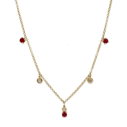 Collar Éire en Oro 18k con Rubíes y Diamantes Naturales