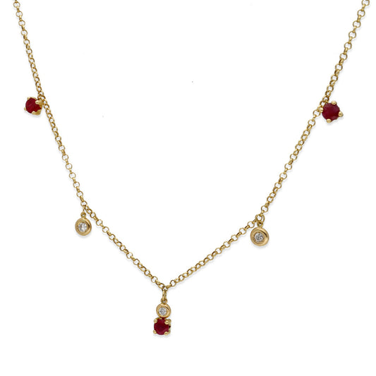 Collar Éire en Oro 18k con Rubíes y Diamantes Naturales