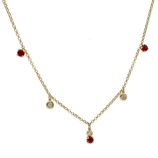 Collar Éire en Oro 18k con Rubíes y Diamantes Naturales