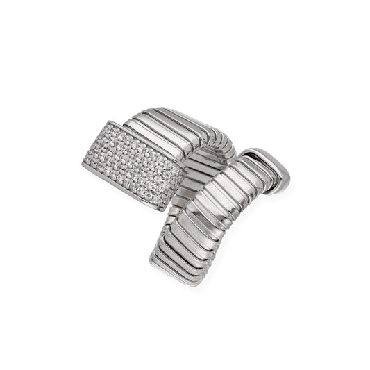 Anillo Tubo de Gas Plano en Plata de Ley 925