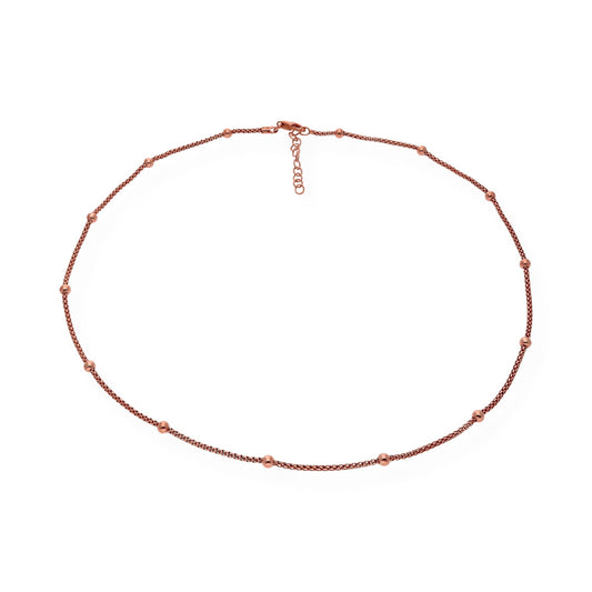 Gargantilla de Bolitas en Plata de Ley 925 Bañada en Oro Rosa 18K