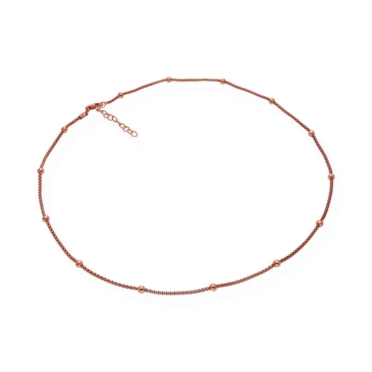 Gargantilla de Bolitas en Plata de Ley 925 Bañada en Oro Rosa 18K