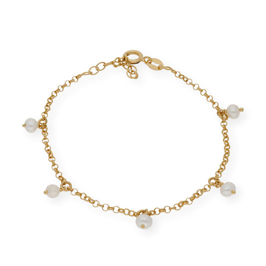 Pulsera de Perlas de Agua Dulce en Plata de Ley 925 Bañada en Oro 18K