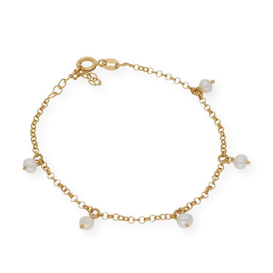 Pulsera de Perlas de Agua Dulce en Plata de Ley 925 Bañada en Oro 18K