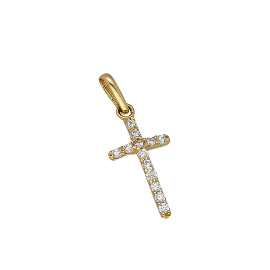 Cruz Abril en Oro 18 K con Circonitas