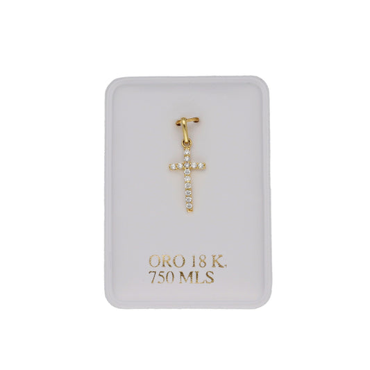 Cruz Abril en Oro 18 K con Circonitas