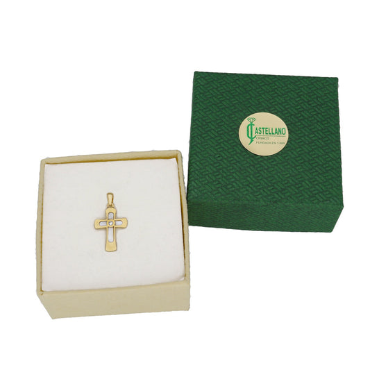 Cruz Hades en Oro Amarillo 18 K con Nacar y Circonita