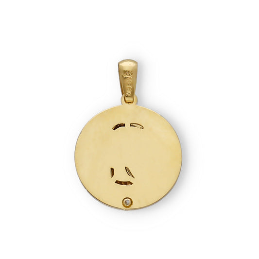 Medalla Virgen Niña María 1ª Comunión Redonda Bicolor 18k