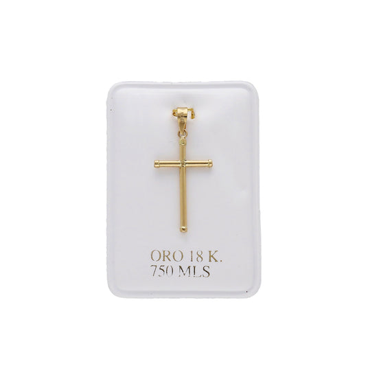 Cruz de Tubo con Remaches Mod Inri Pequeña en Oro 18K