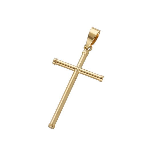 Cruz de Tubo con Remaches Mod Inri Mediana en Oro 18K