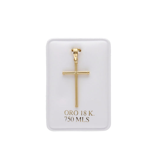 Cruz de Tubo con Remaches Mod Inri Mediana en Oro 18K
