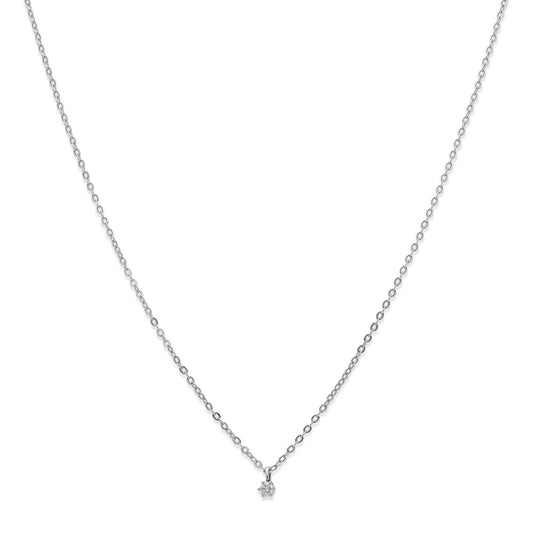 Collar con Colgante Luz en Oro Blanco 18K con Diamante en Garra