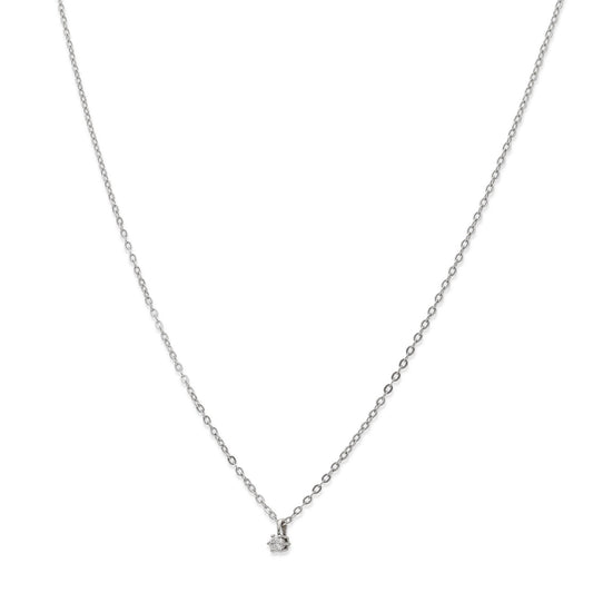 Collar con Colgante Luz en Oro Blanco 18K con Diamante en Garra