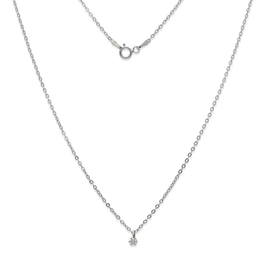 Collar con Colgante Luz en Oro Blanco 18K con Diamante en Garra