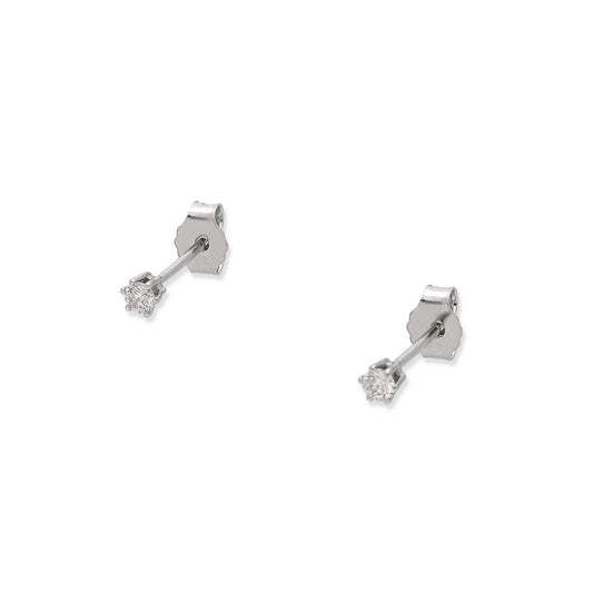 Pendientes Luz en Oro Blanco 18K con Diamante en Garra