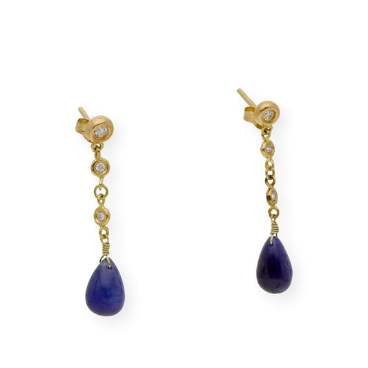 Pendientes Triadama en Oro de Ley 18K con Diamantes y Zafiros