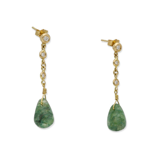 Pendientes Triadama en Oro de Ley 18K con Diamantes y Esmeraldas