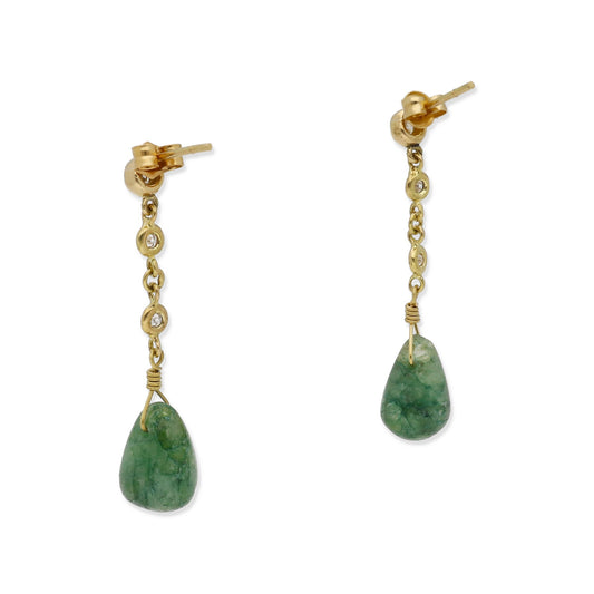 Pendientes Triadama en Oro de Ley 18K con Diamantes y Esmeraldas
