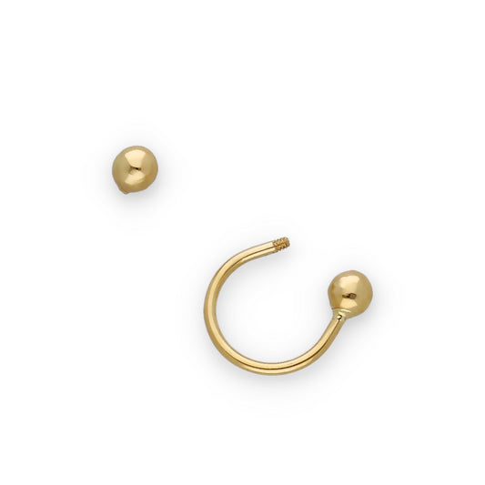 Piercing Circular 9.90mm en Oro de Ley 18k de Doble Bola