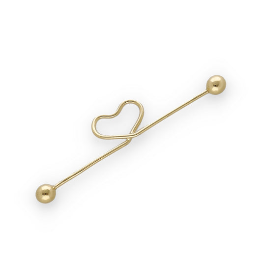 Piercing Barbell Industrial en Oro de Ley 18k con Corazón