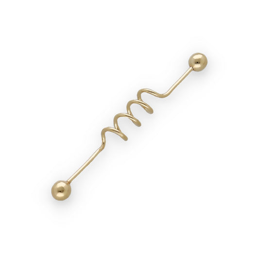 Piercing Barbell Industrial en Oro de Ley 18k con Espiral