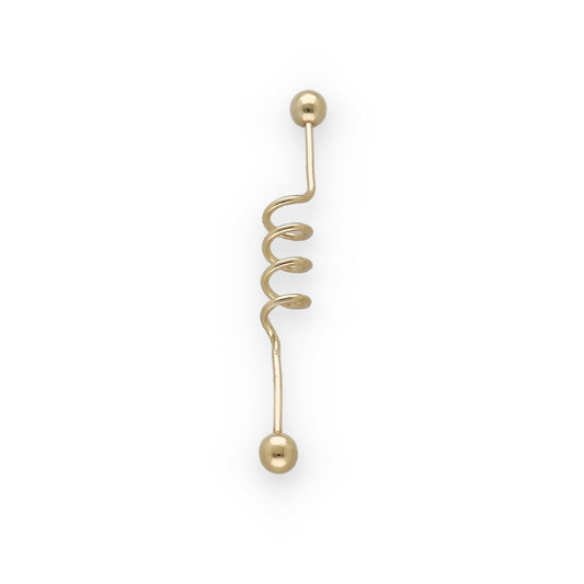Piercing Barbell Industrial en Oro de Ley 18k con Espiral