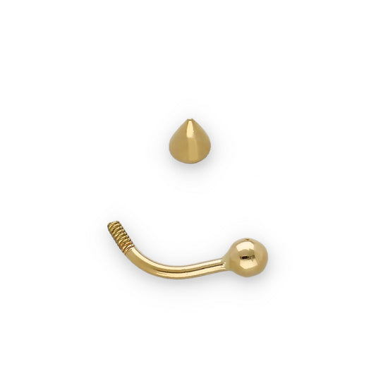 Piercing de Ceja en Oro de Ley 18k de Cono y Bola