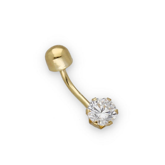Piercing de Ombligo en Oro de Ley 18K con Circonita en Garra 5.60mm