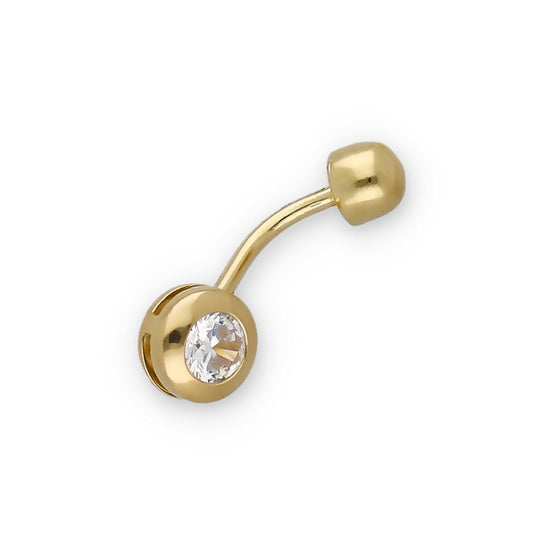 Piercing de Ombligo en Oro de Ley 18K con Circonita 6.60mm
