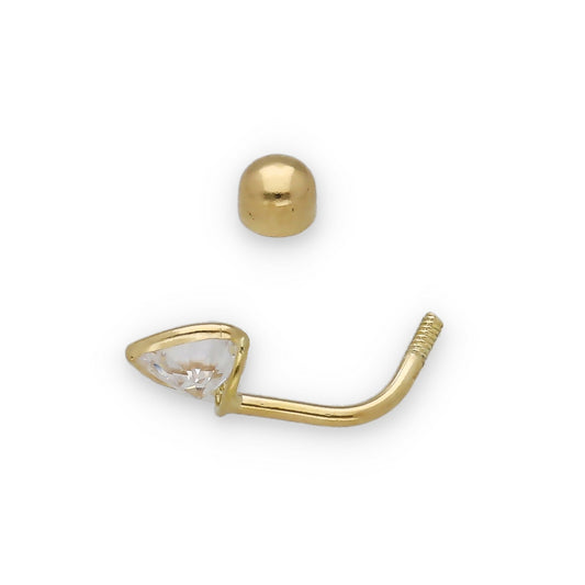 Piercing de Ombligo en Oro de Ley 18K con Corazón de Circonita