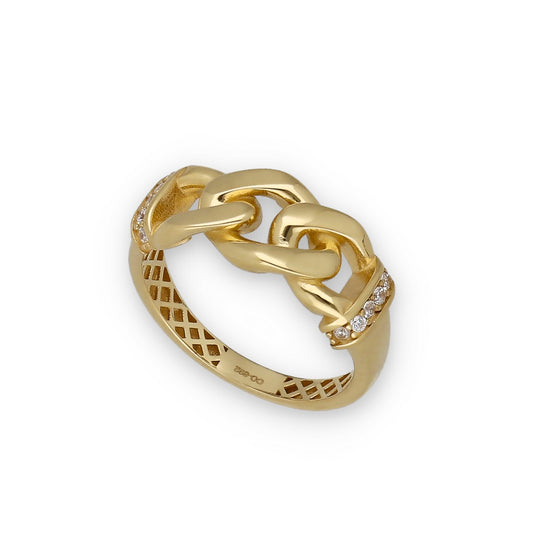 Anillo Entrelazado en Oro de Ley y Circonitas Modelo Klein