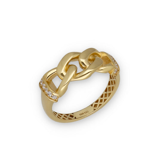 Anillo Entrelazado en Oro de Ley y Circonitas Modelo Klein